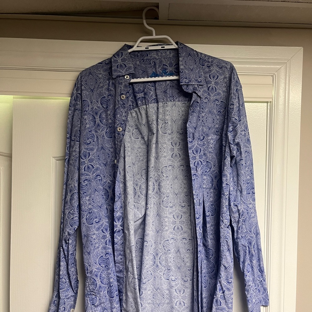 Blue Paisley Button-Up Shirt